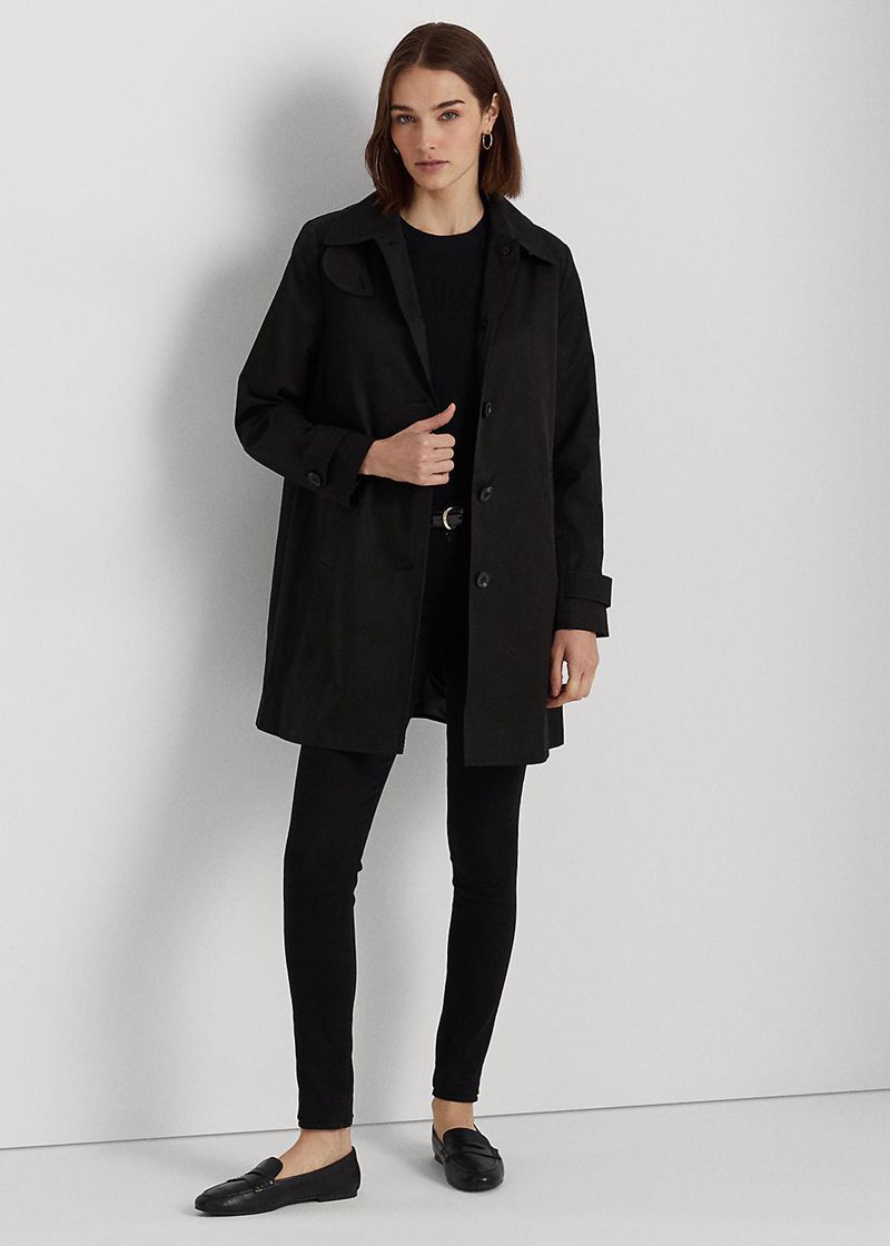 ローレン コート レディース 黒 コットン-blend Trench PJGQL6730